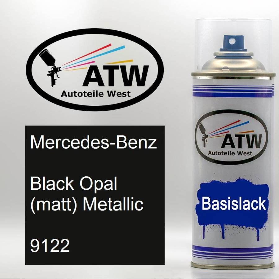 Mercedes-Benz, Black Opal (matt) Metallic, 9122: 400ml Sprühdose, von ATW Autoteile West.